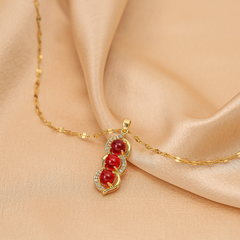 Gold Luxurious Diamond-studded Titanium Steel Necklace Women's Fashion