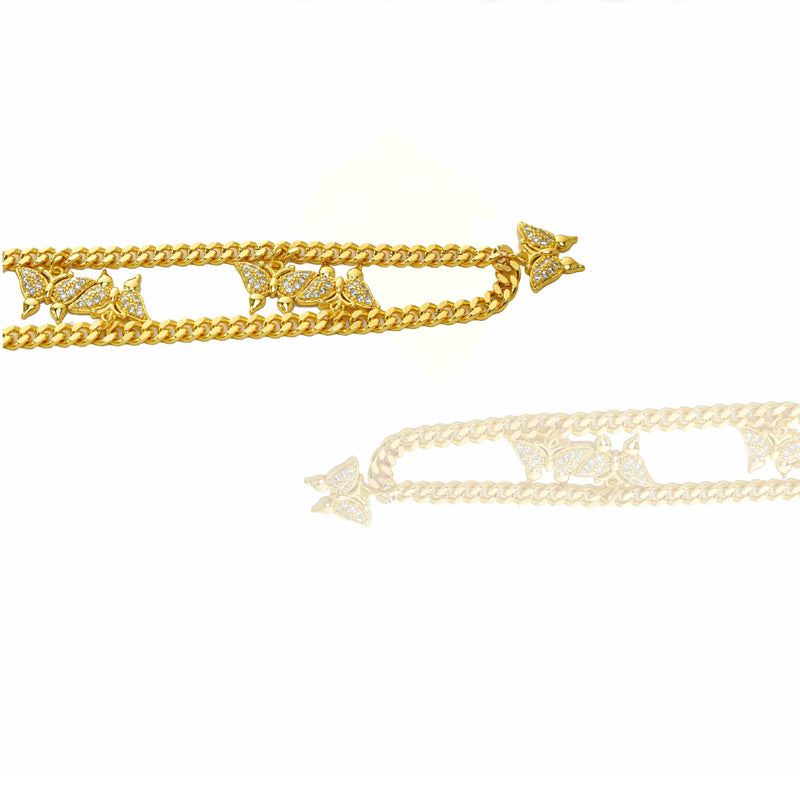 Gold Over Butterfly , Micro-Inlaid Mossanite  Tennis Necklace