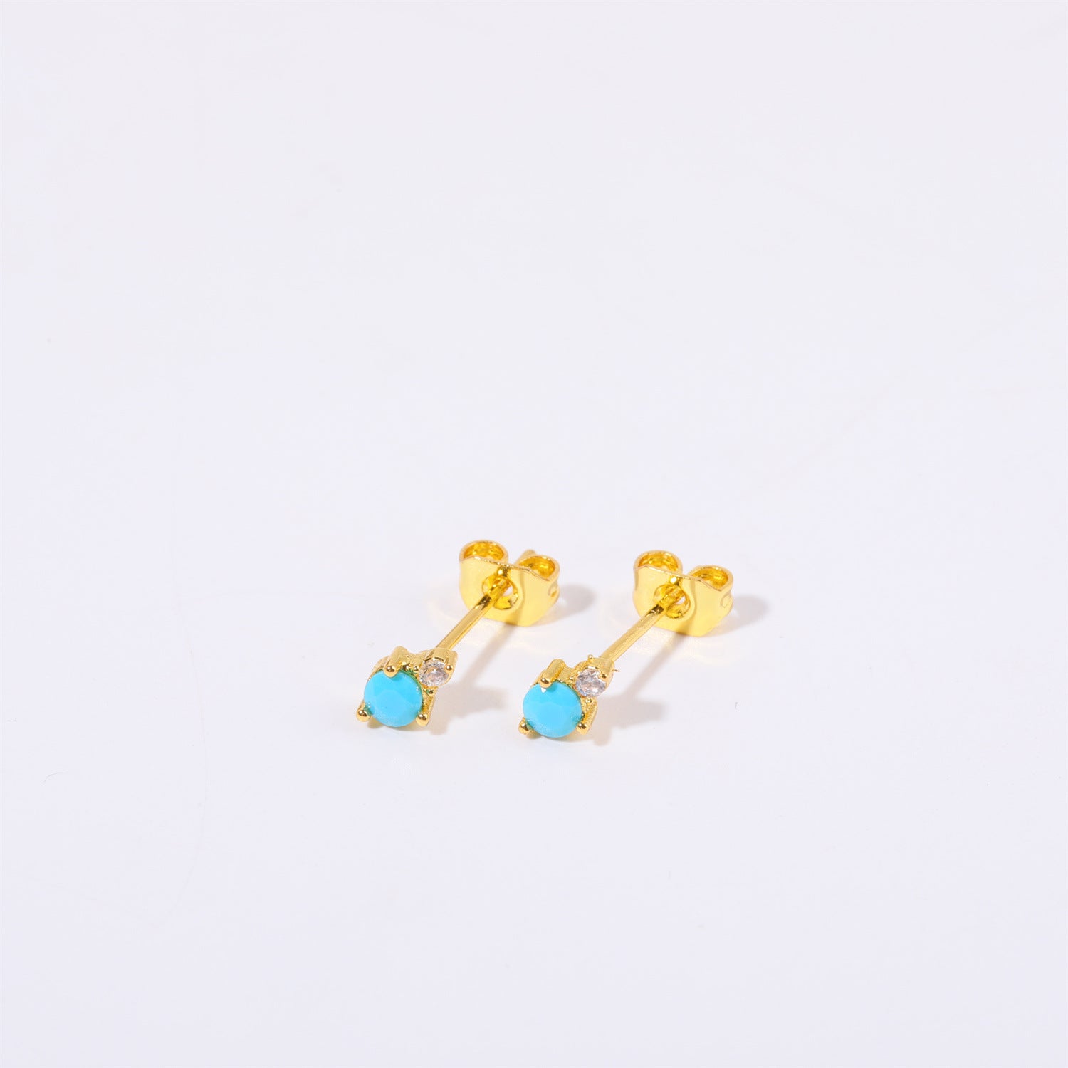 Titanium Steel Electroplated Genuine Gold December Birthstone Zircon Earrings