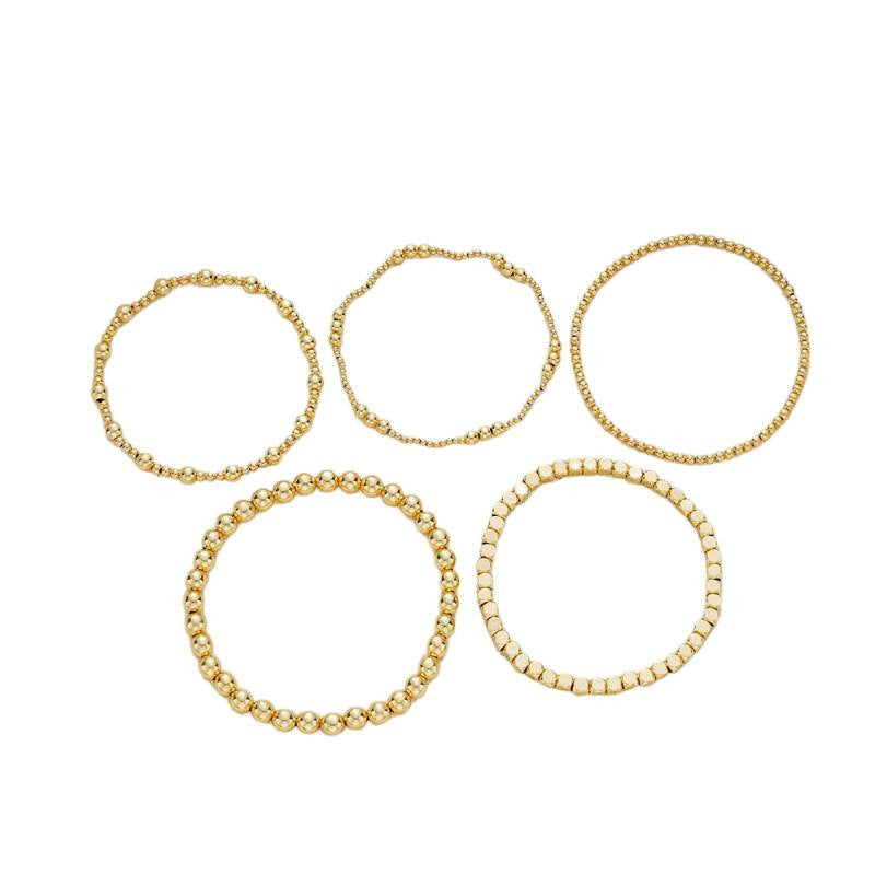 Stylish 5-Piece Elastic Beaded Bracelet Set