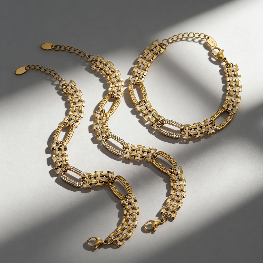 Light Luxury Stainless Steel Bracelet With Full Zirconia Stones