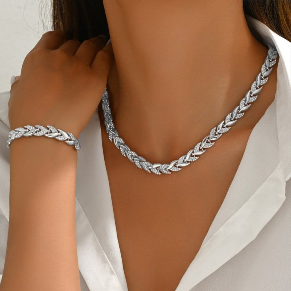 Diamond-encrusted Bracelet And Necklace Setluxury Lightweight