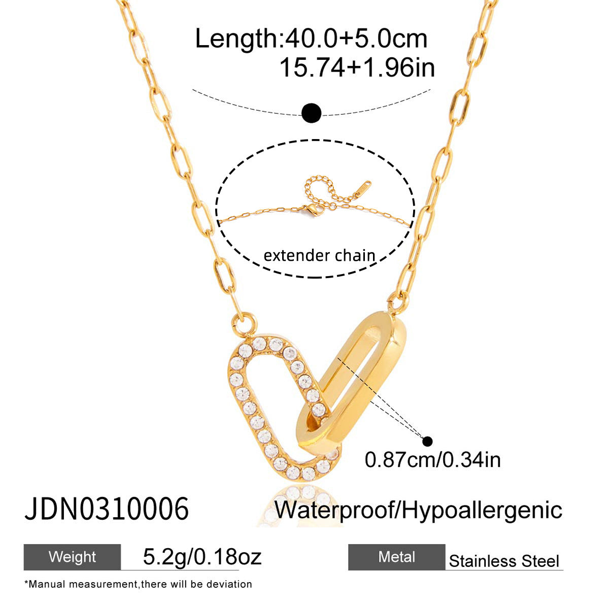 Double-ring Titanium Steel Niche Design Clavicle Chain
