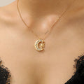 Fashion Moon And Sun Pendant Necklace And Earring Set