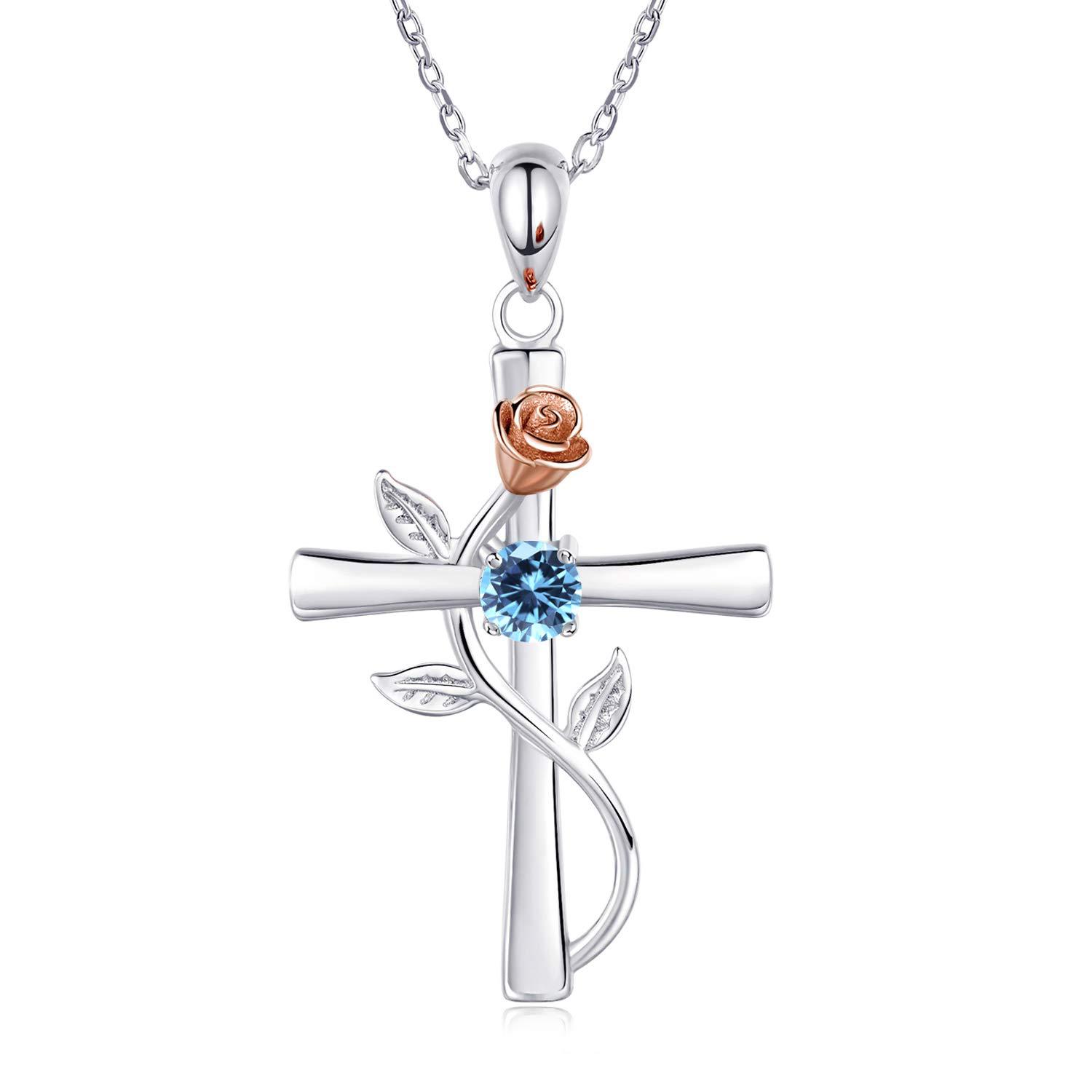 Celeste Cross Birthstone Necklace