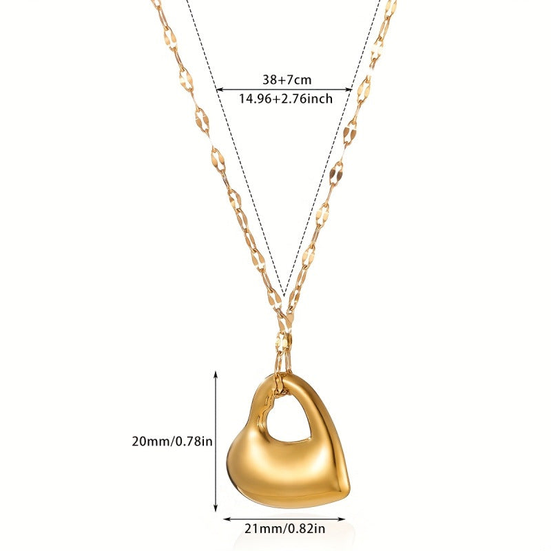 Geometric Heart-Shaped Droplet Minimalist Necklace