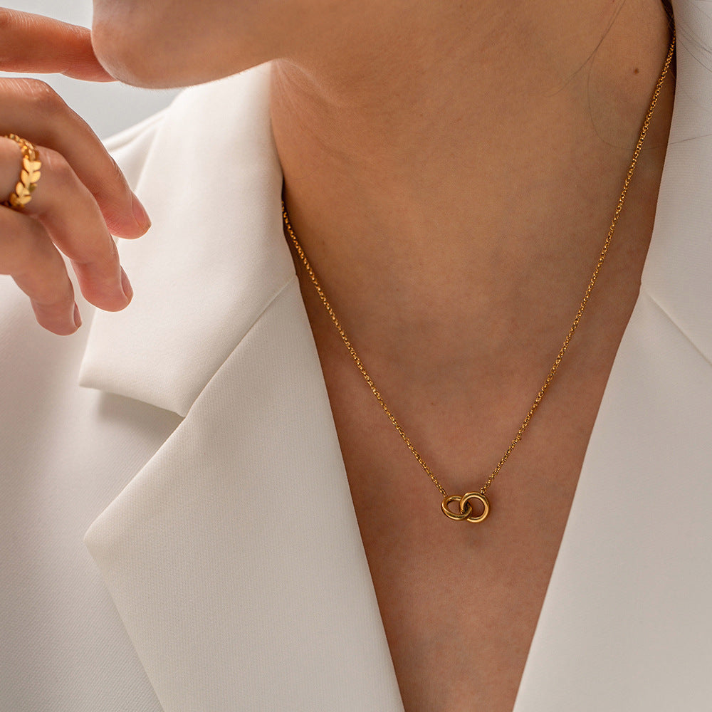 Double-ring Titanium Steel Niche Design Clavicle Chain