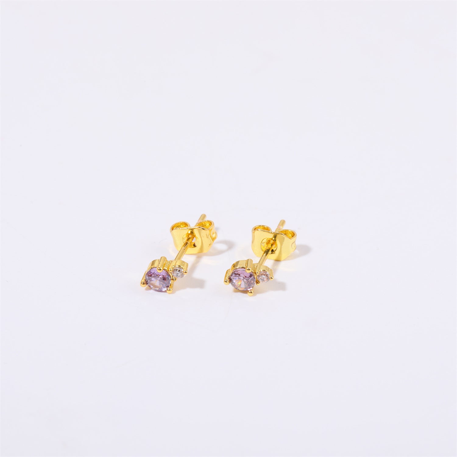Titanium Steel Electroplated Genuine Gold December Birthstone Zircon Earrings