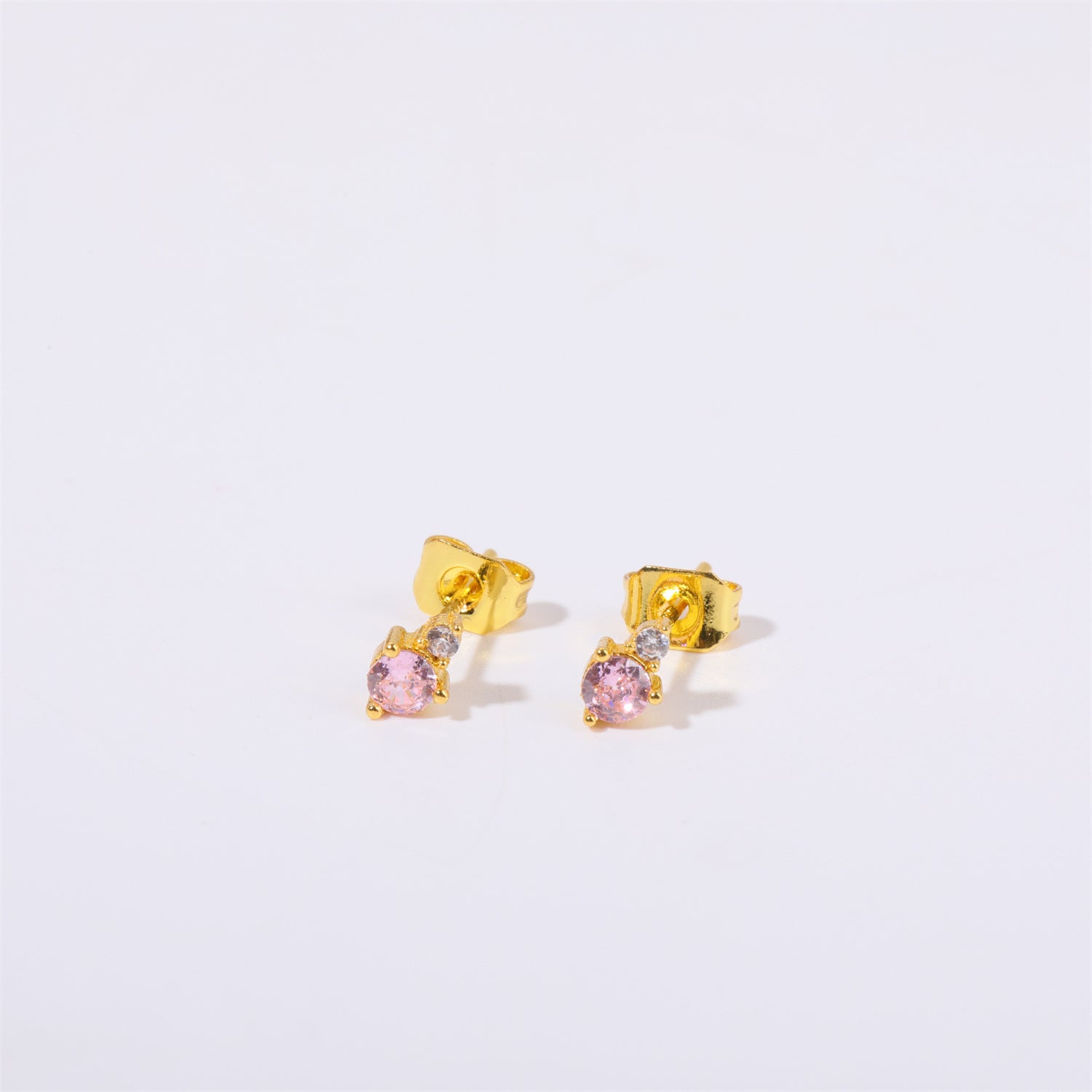 Titanium Steel Electroplated Genuine Gold December Birthstone Zircon Earrings