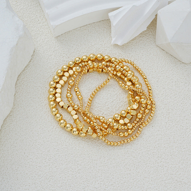 Stylish 5-Piece Elastic Beaded Bracelet Set