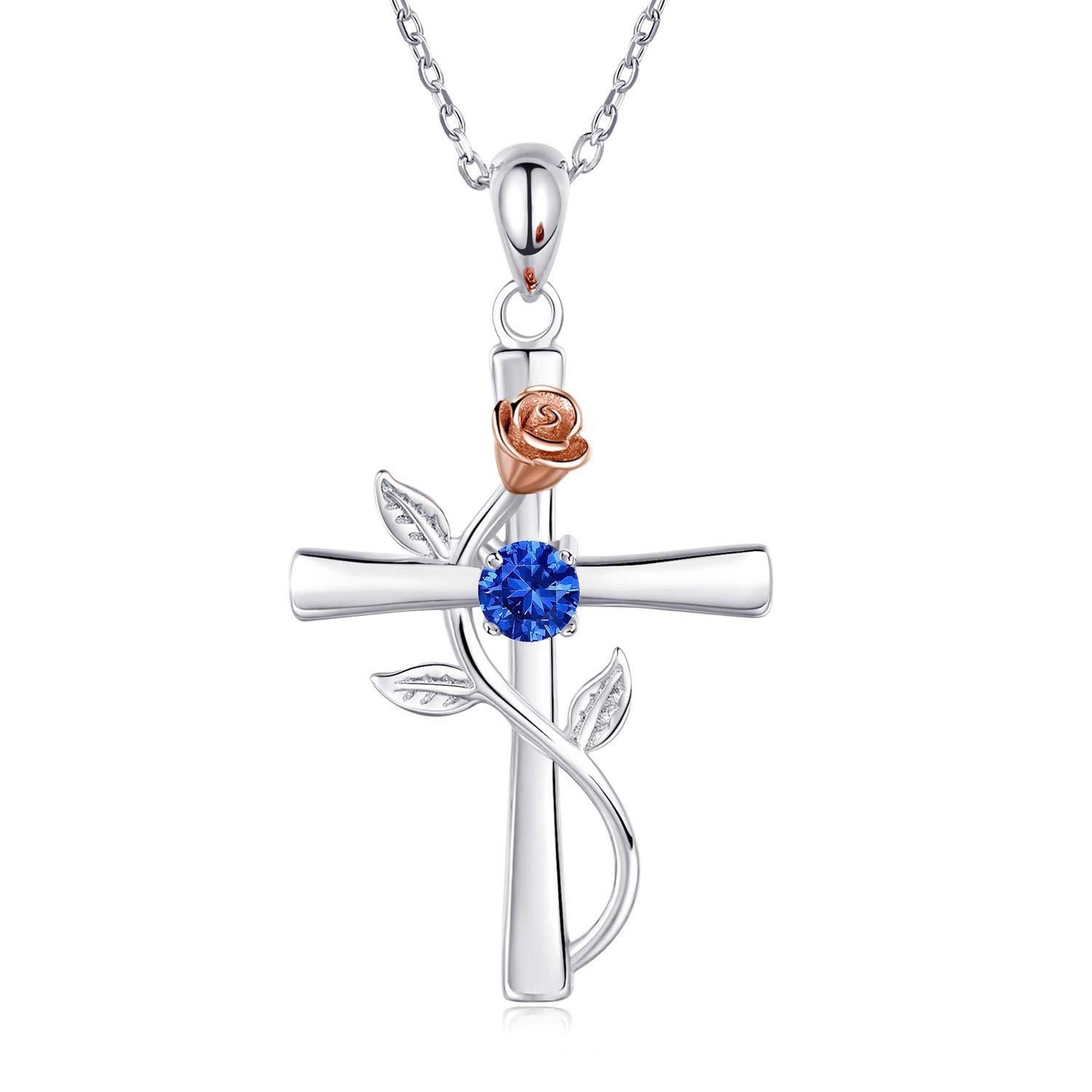 Celeste Cross Birthstone Necklace