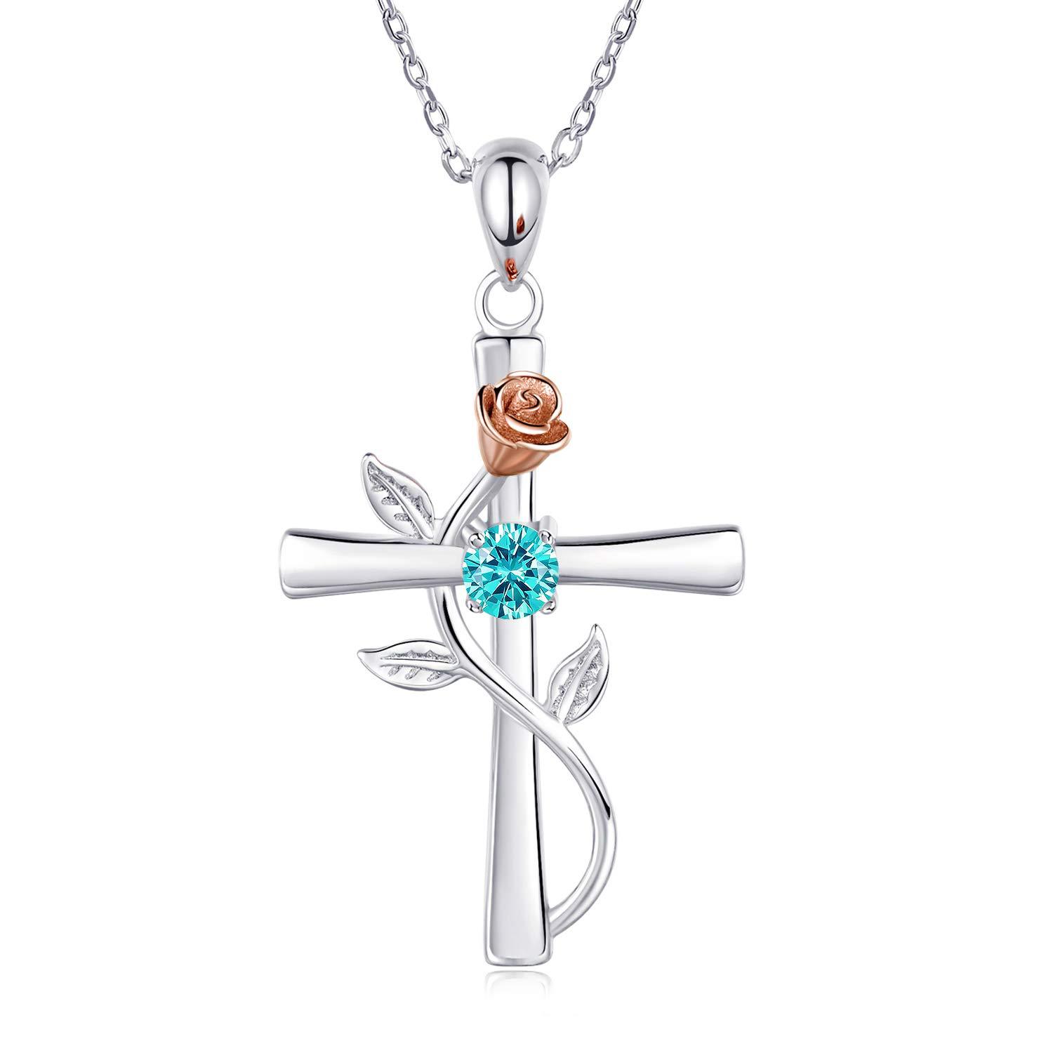 Celeste Cross Birthstone Necklace