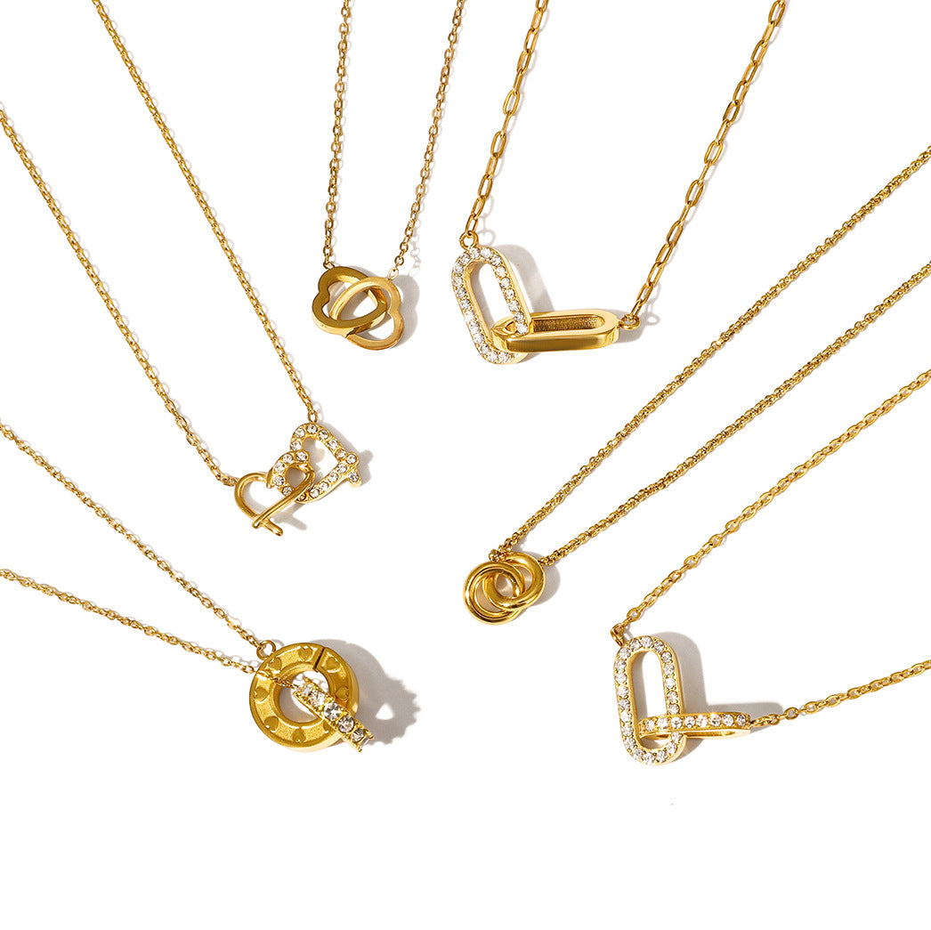 Double-ring Titanium Steel Niche Design Clavicle Chain