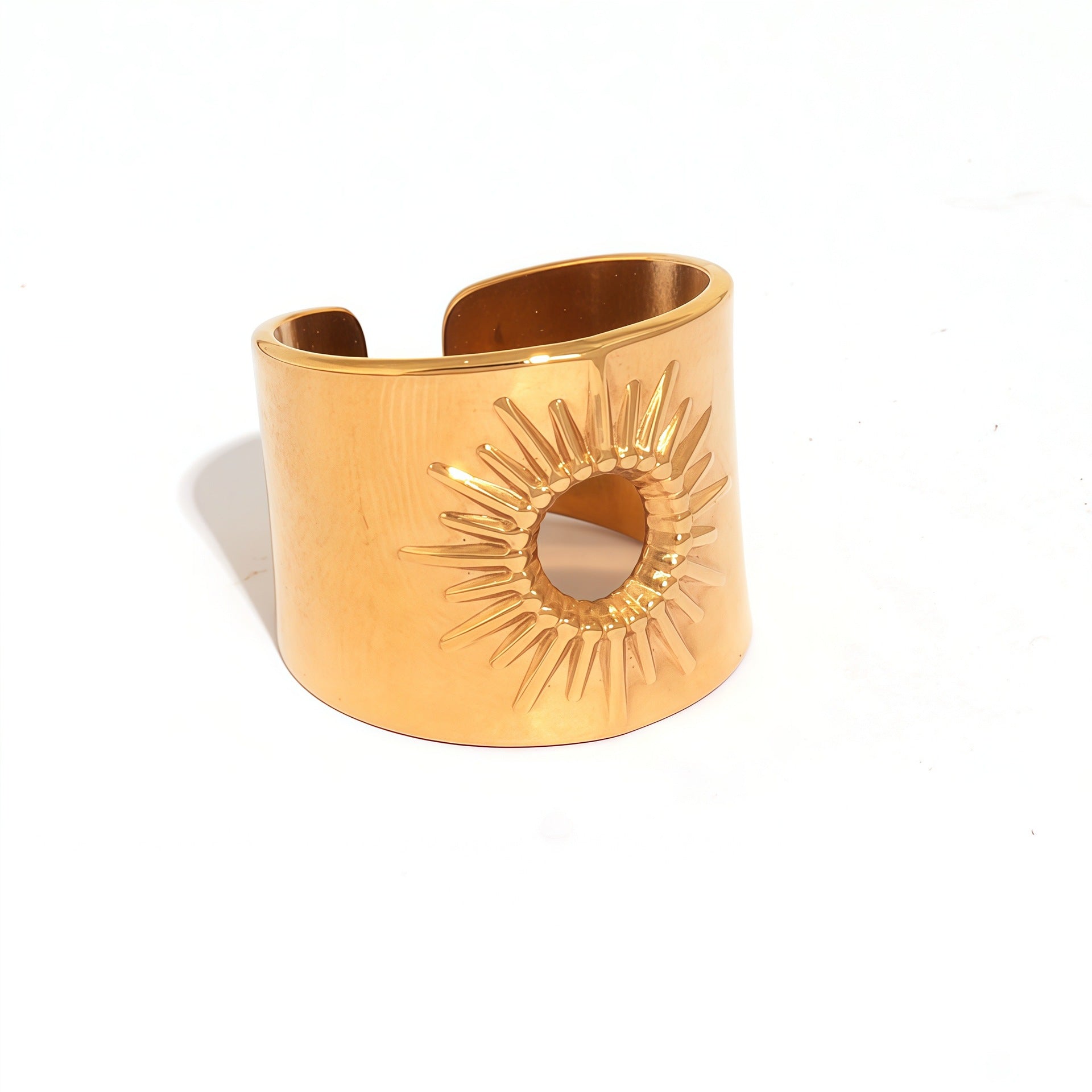 Retro Stainless Steel Hollow-Out Sun Ring