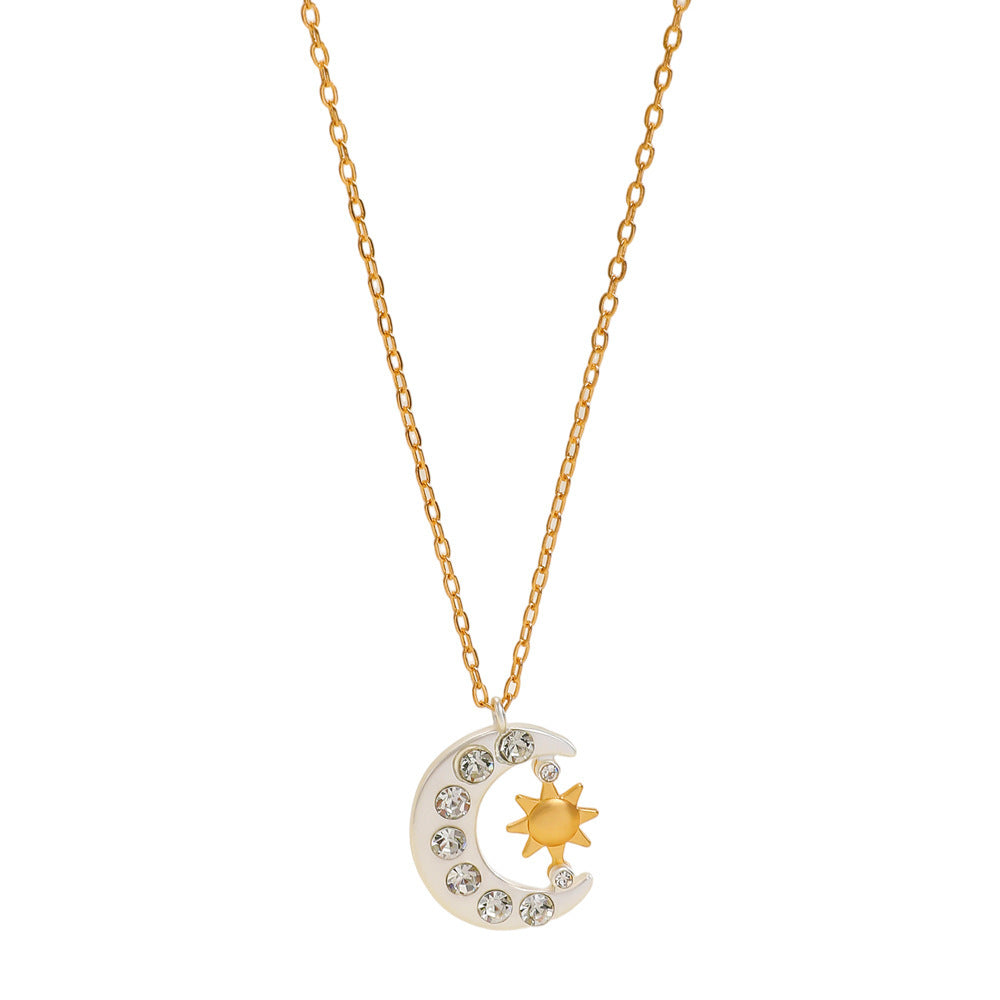 Fashion Moon And Sun Pendant Necklace And Earring Set