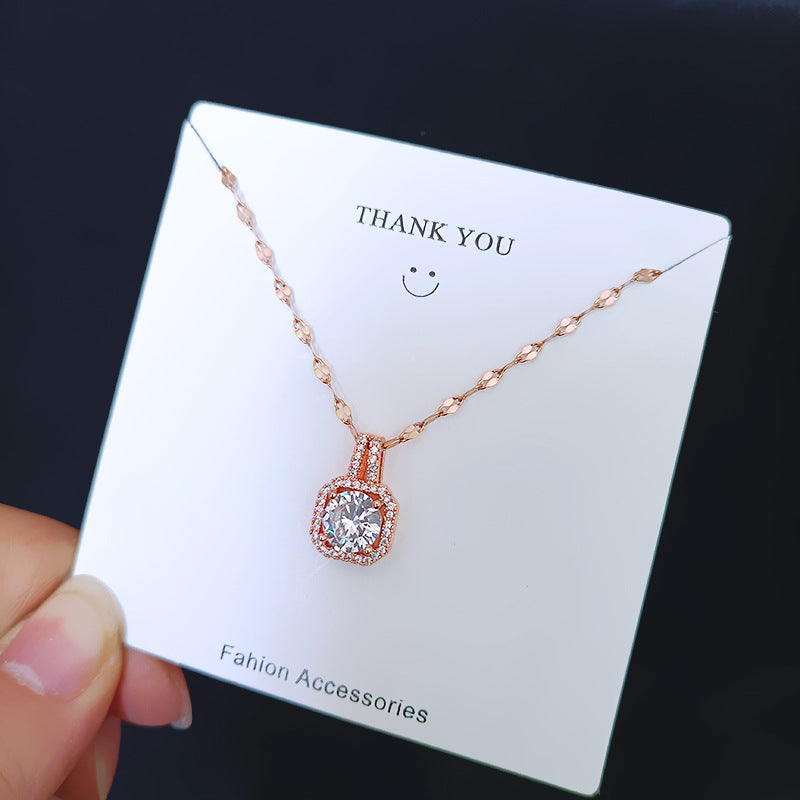 Gold Luxurious Diamond-studded Titanium Steel Necklace Women's Fashion