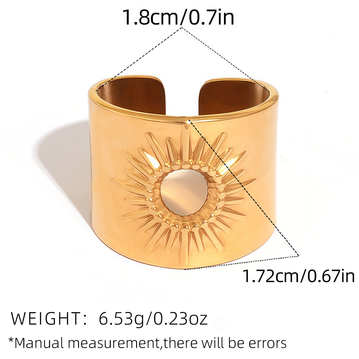 Retro Stainless Steel Hollow-Out Sun Ring