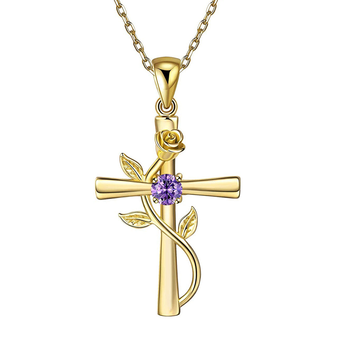 Celeste Cross Birthstone Necklace