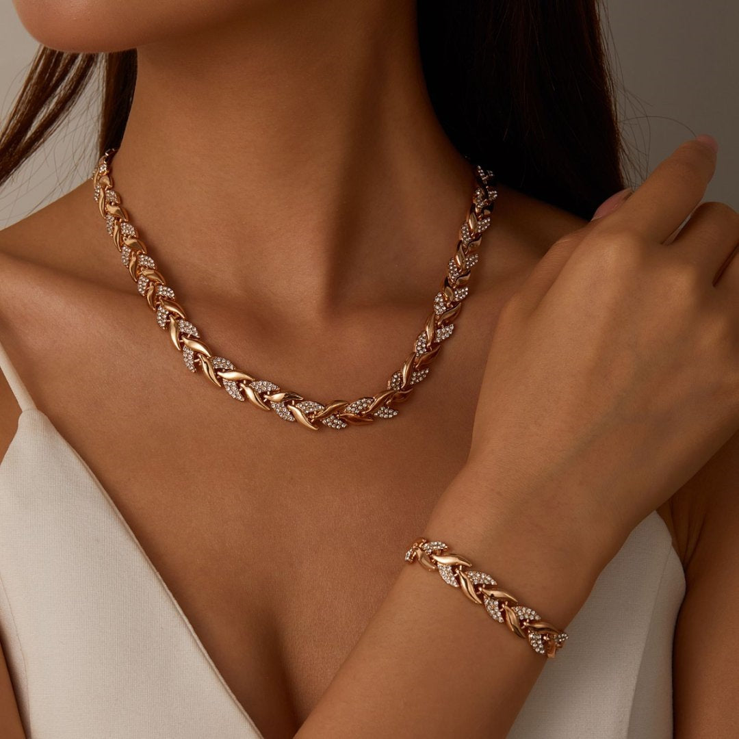 Diamond-encrusted Bracelet And Necklace Setluxury Lightweight