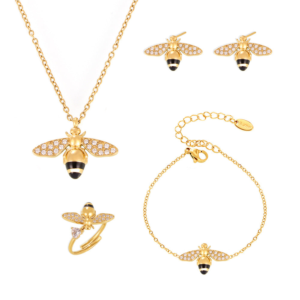 Stylish Oil-Drip Zircon Hardworking Little Bee Bracelet