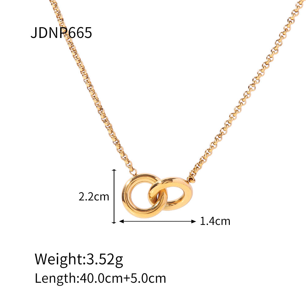 Double-ring Titanium Steel Niche Design Clavicle Chain