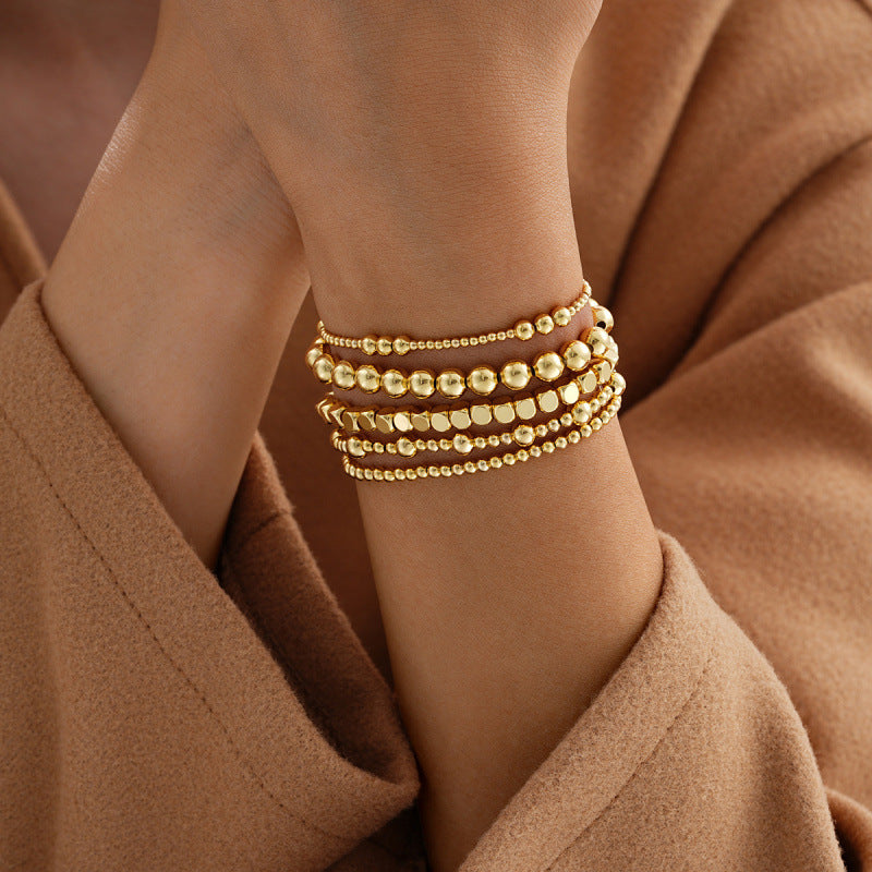 Stylish 5-Piece Elastic Beaded Bracelet Set