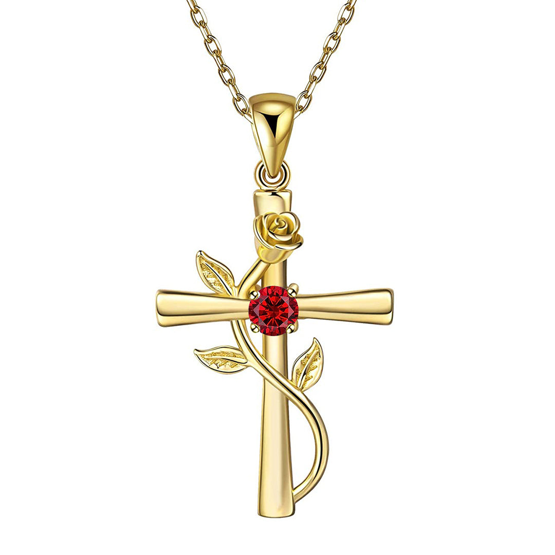 Celeste Cross Birthstone Necklace