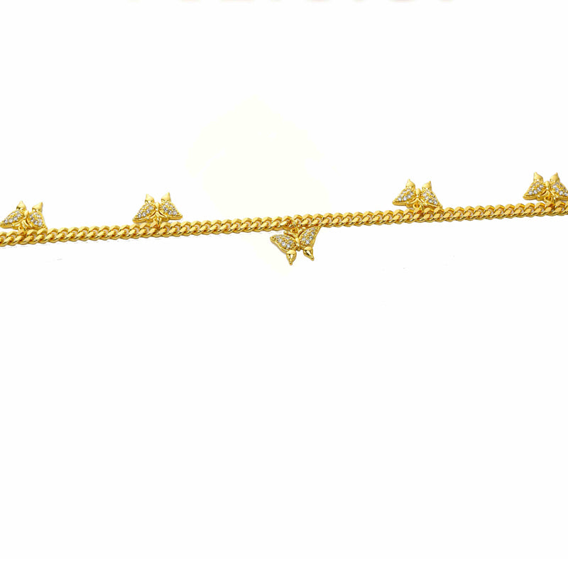 Gold Over Butterfly , Micro-Inlaid Mossanite  Tennis Necklace