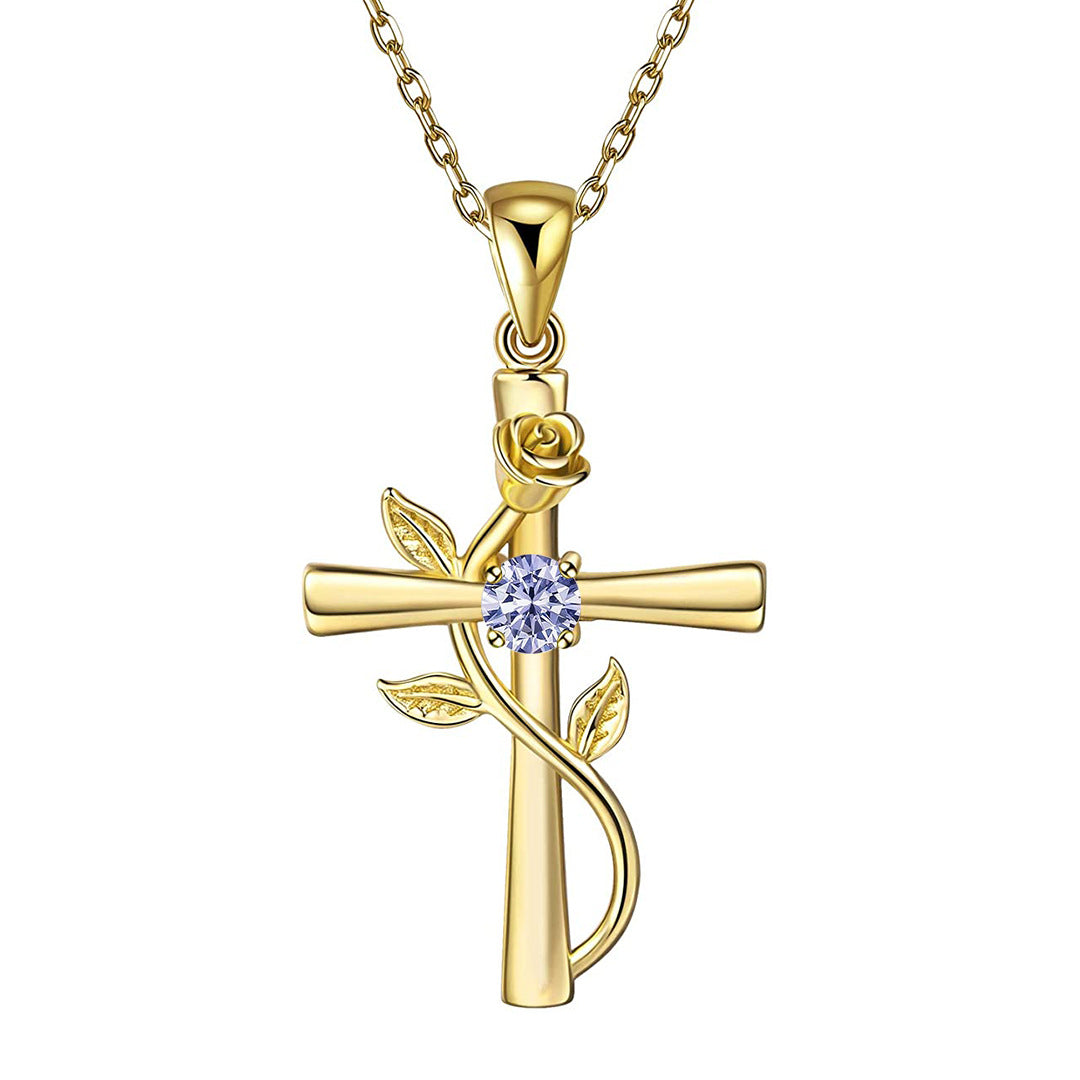 Celeste Cross Birthstone Necklace