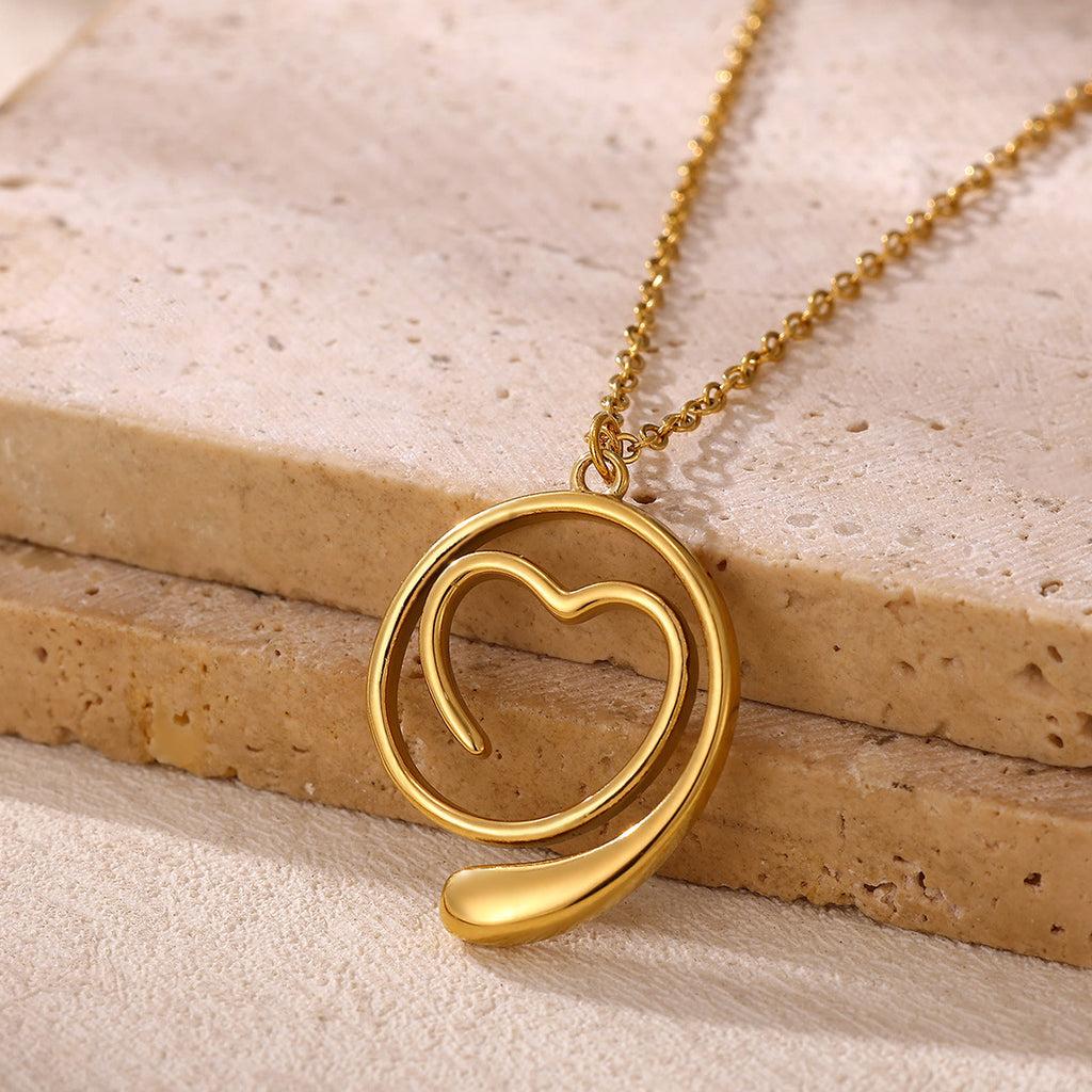 Geometric Heart-Shaped Droplet Minimalist Necklace