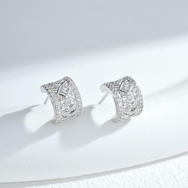 Brocade-Weave Filigree Stud Earrings