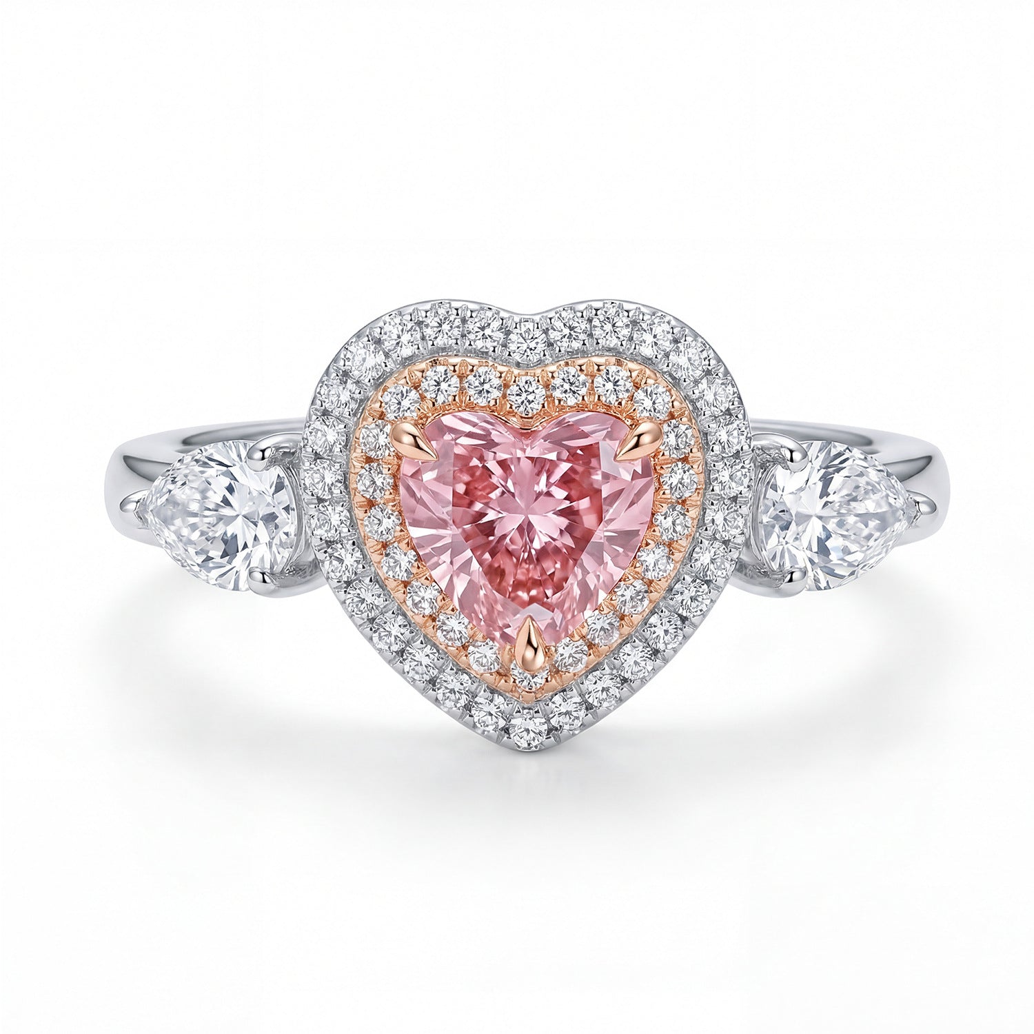 925 Sterling Silver Heart-Shaped Moissanite Ring