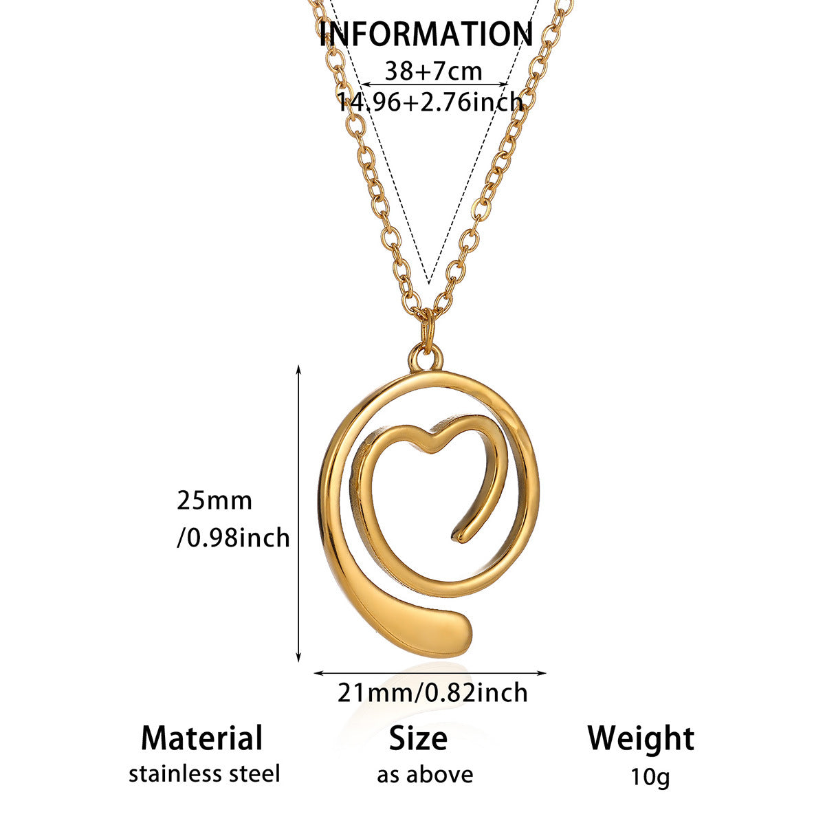 Geometric Heart-Shaped Droplet Minimalist Necklace