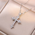 Zircon-Encrusted Cross Pendant And Zircon Chain