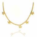 Gold Over Butterfly , Micro-Inlaid Mossanite  Tennis Necklace