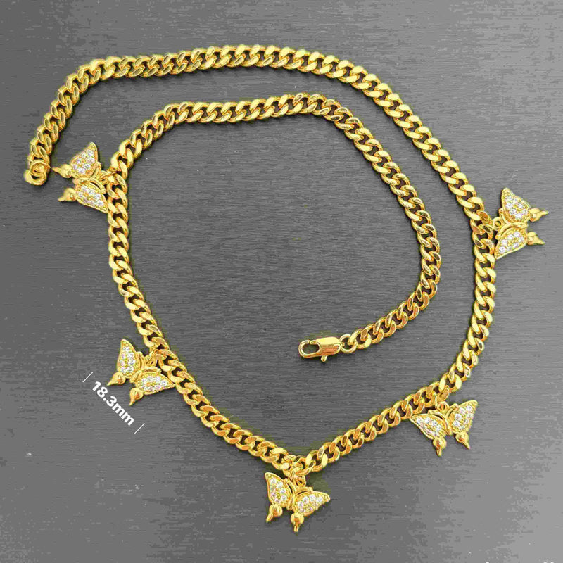 Gold Over Butterfly , Micro-Inlaid Mossanite  Tennis Necklace