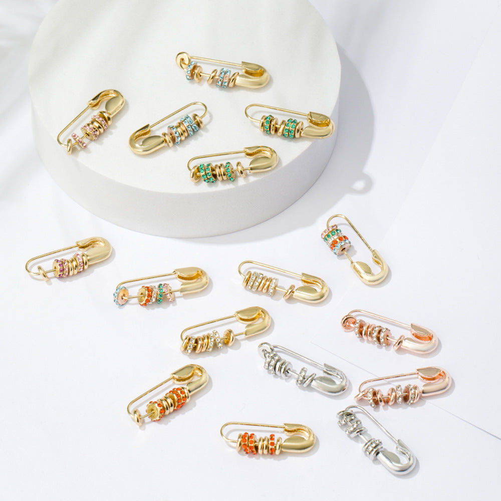 Diamond Circle Pin Stud Earrings