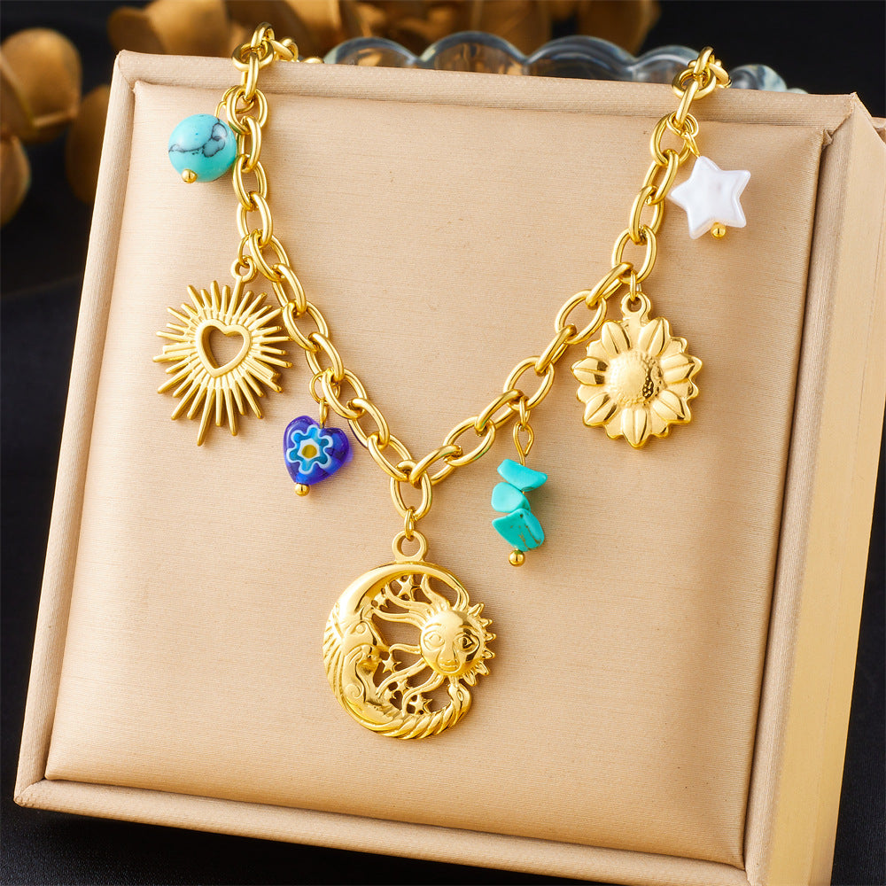 Vintage Stainless Steel Multi-element Necklace