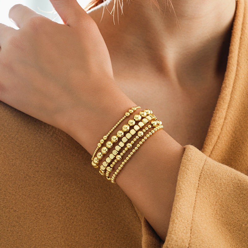 Stylish 5-Piece Elastic Beaded Bracelet Set