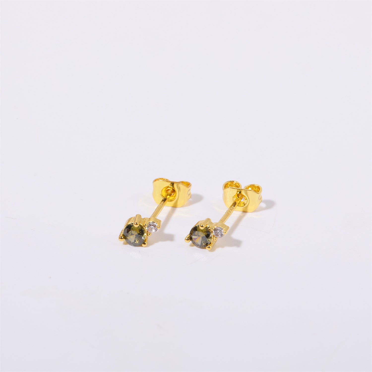 Titanium Steel Electroplated Genuine Gold December Birthstone Zircon Earrings
