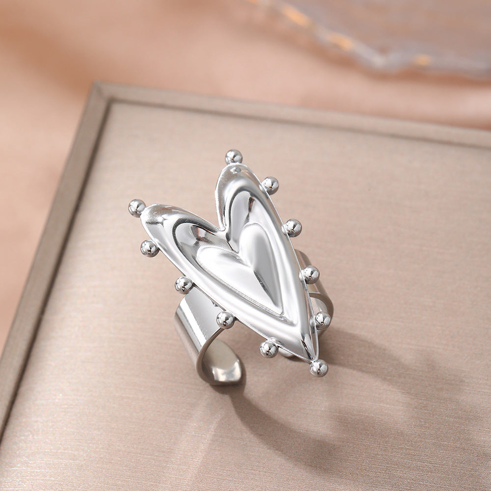 Versatile Heart-shaped Ring With A Simple Open Design Thats Adjustable
