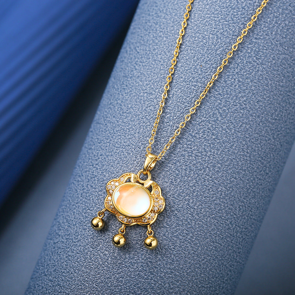 Gold Luxurious Diamond-studded Titanium Steel Necklace Women's Fashion