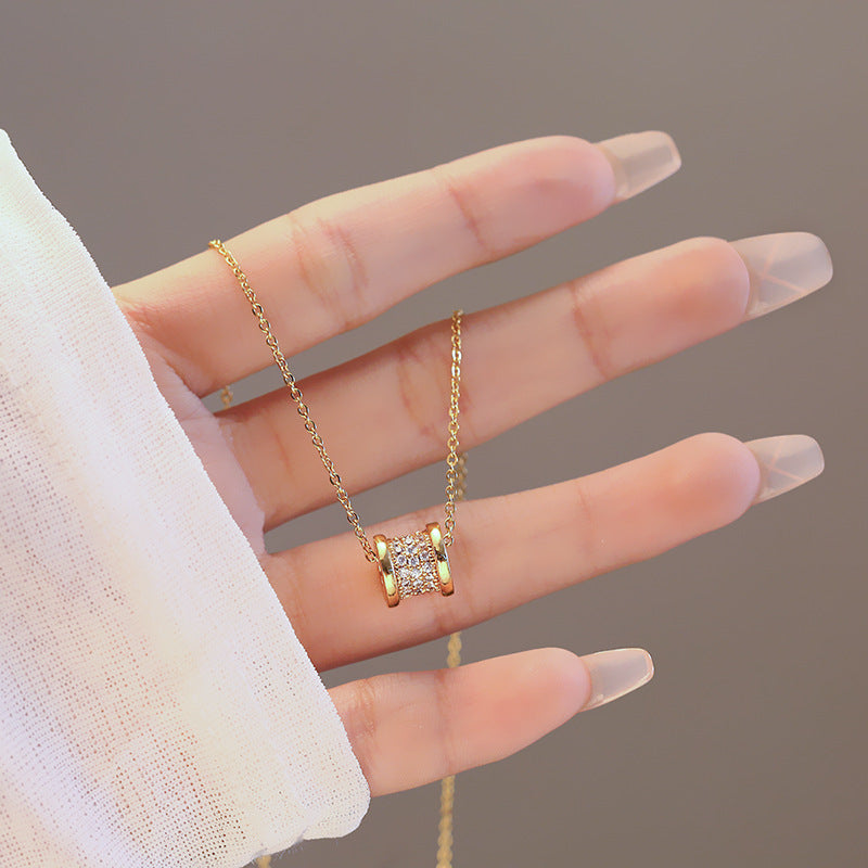 Gold Luxurious Diamond-studded Titanium Steel Necklace Women's Fashion