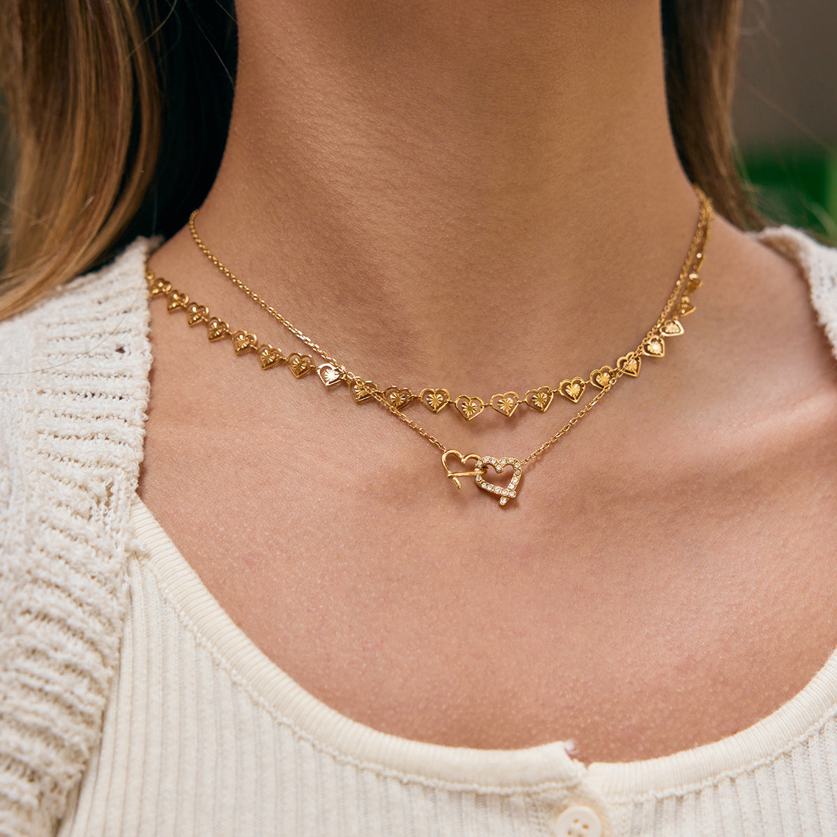 Double-ring Titanium Steel Niche Design Clavicle Chain