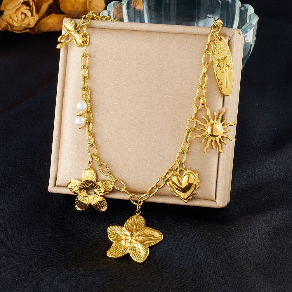 European And American-style Vintage Stainless Steel Multi-element Necklace