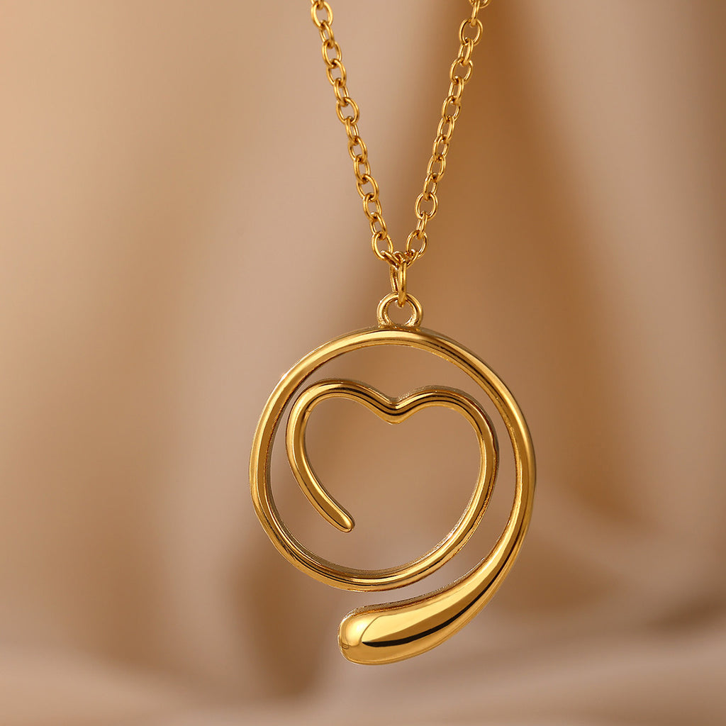 Geometric Heart-Shaped Droplet Minimalist Necklace
