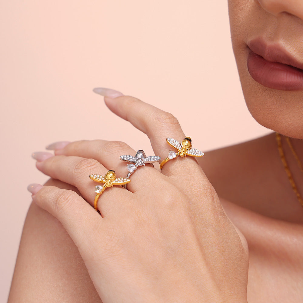 Stylish Oil-Drip Zircon Hardworking Little Bee Bracelet