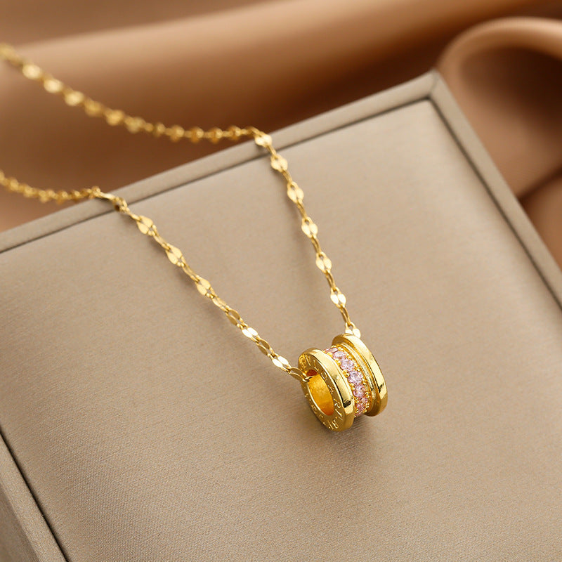 Gold Luxurious Diamond-studded Titanium Steel Necklace Women's Fashion