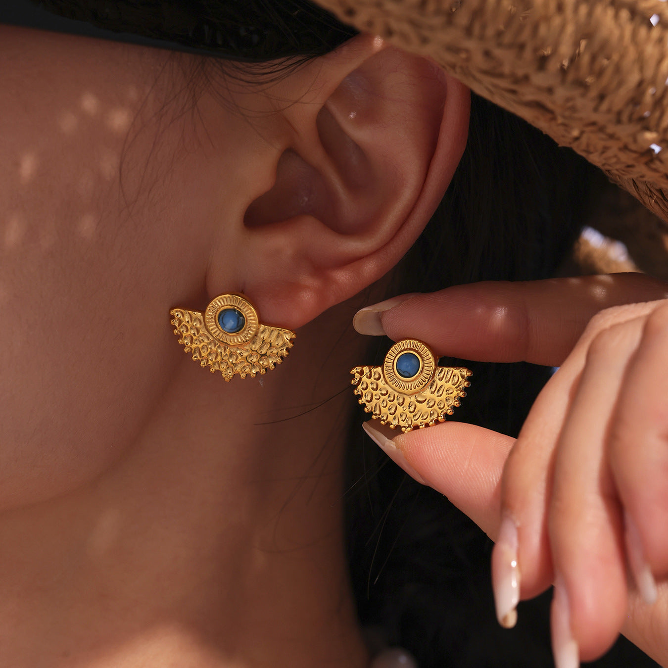 Peacock-Shaped Lapis Lazuli Exquisite Earrings