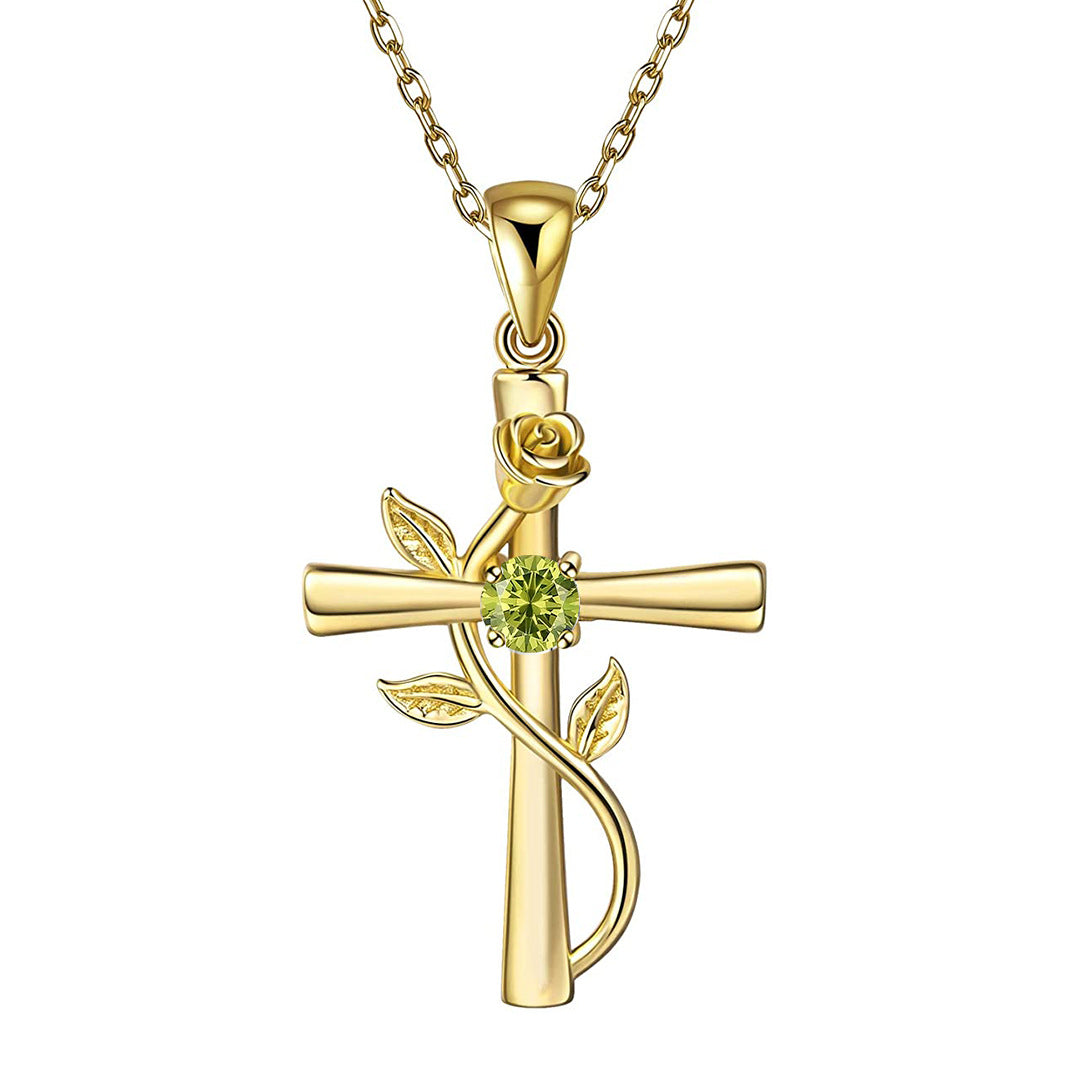Celeste Cross Birthstone Necklace